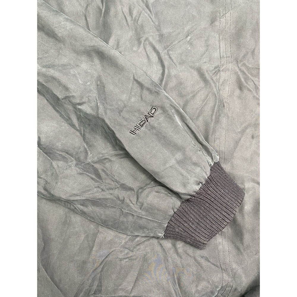 Vintage Head Silk Bomber Jacket Mens Medium Charcoal Grey Full Zip Windbreaker - Picture 8 of 9